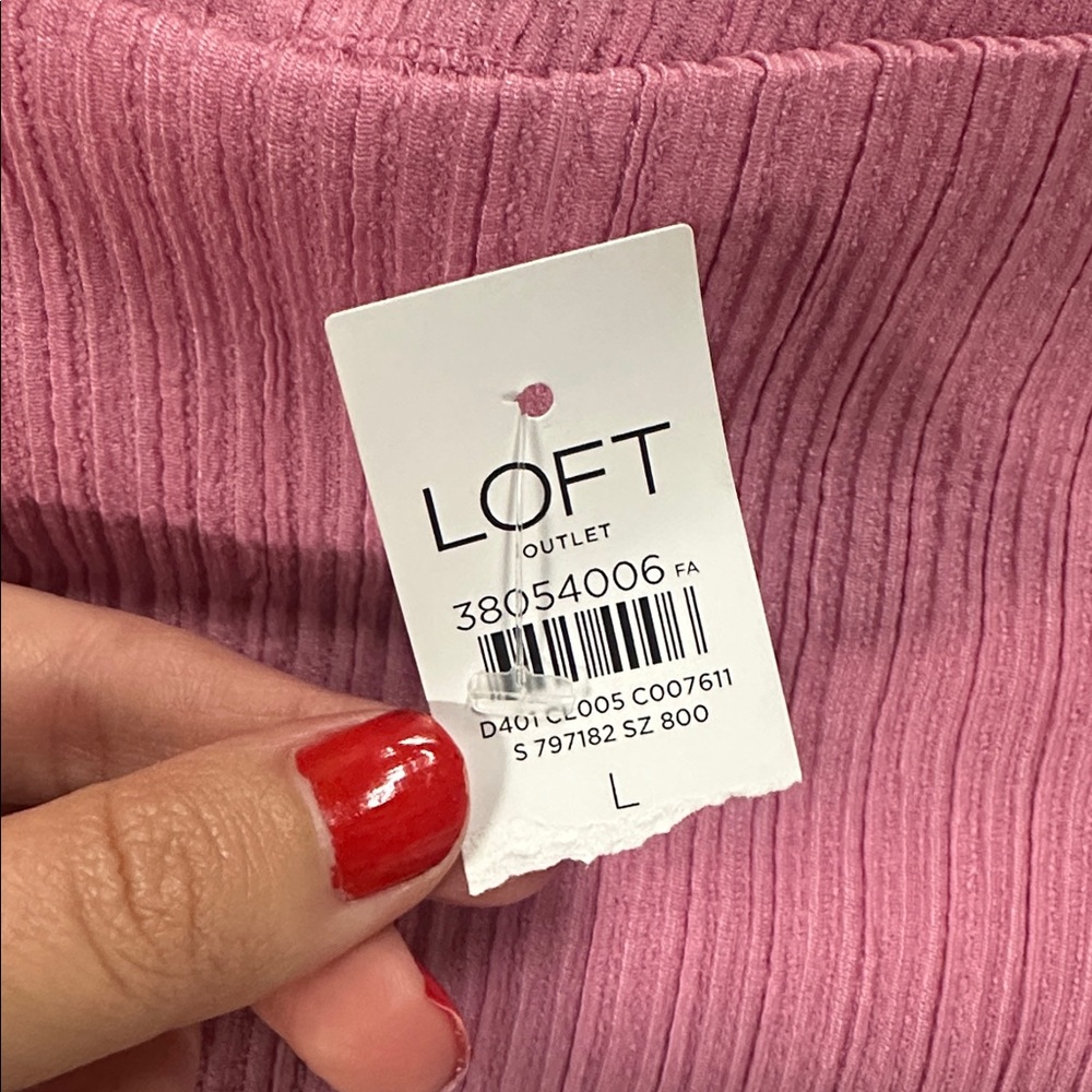 LOFT Ribbed Pink Top - Picture 5 of 6